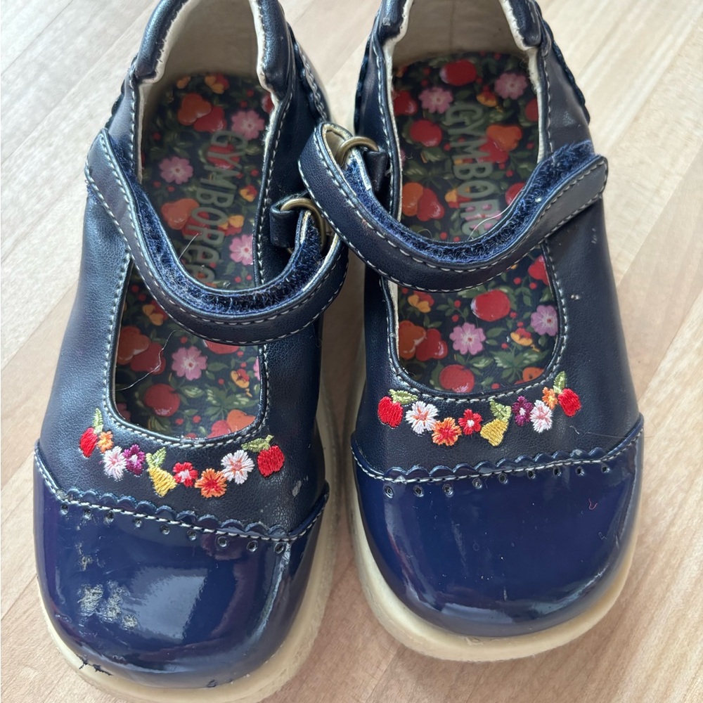 Vintage Gymboree Navy Dress Shoes with Floral Accents